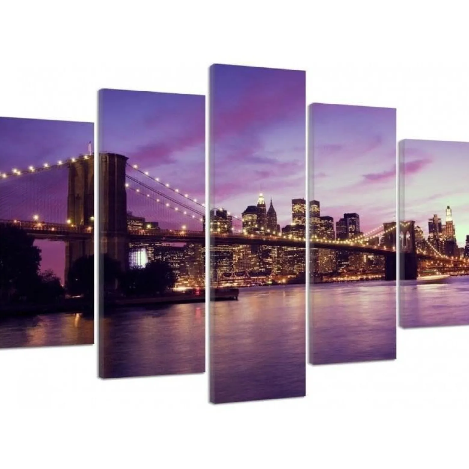 Feeby Obraz 5 częściowy Manhattan o zachodzie słońca 100x70