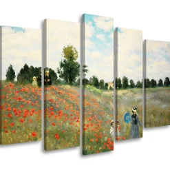 Feeby Obraz 5 częściowy na płótnie Pole Maków C.Monet