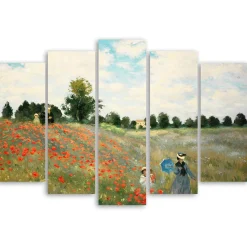 Feeby Obraz 5 częściowy na płótnie Pole Maków C.Monet