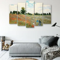 Feeby Obraz 5 częściowy na płótnie Pole Maków C.Monet