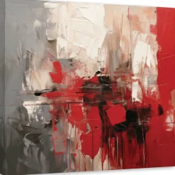 Feeby Obraz do salonu, Abstrakcja Nowoczesna Czerwień 30x30