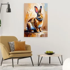 Feeby Obraz do salonu kuchni pokoju, Królik jak malowany 40x60