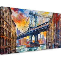 Feeby Obraz do salonu, Most Nowy Jor Impresjonizm 80x40