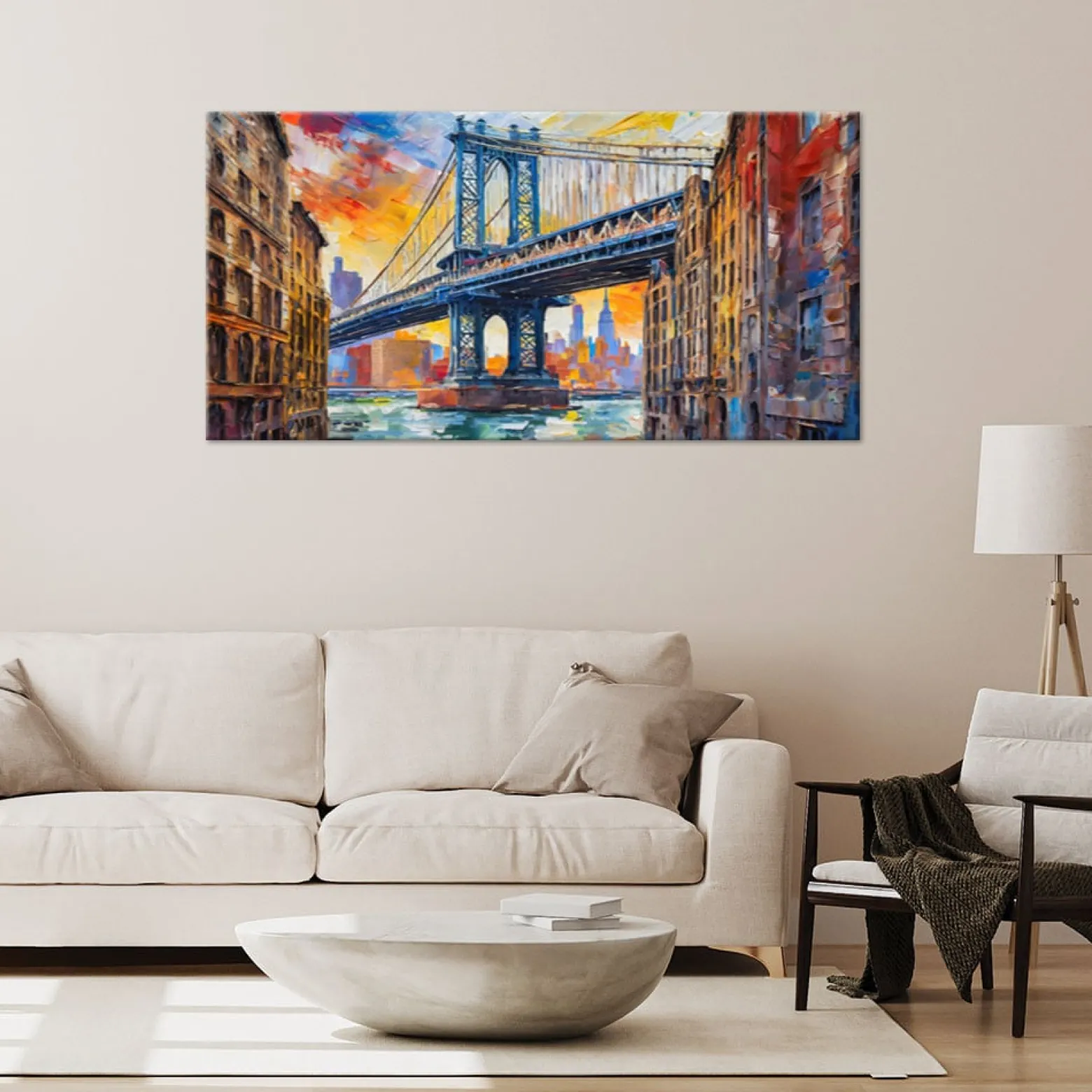 Feeby Obraz do salonu, Most Nowy Jor Impresjonizm 80x40