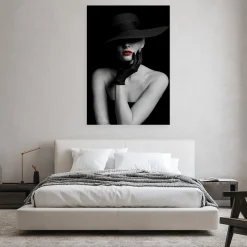 Feeby Obraz do salonu sypialni, Zmysłowa Kobieta w kapeluszu 40x60