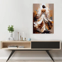 Feeby Obraz do salonu sypialni, Kobieta w białej sukni efekt farby 40x60