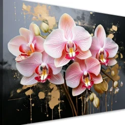 Feeby Obraz do salonu sypialni, Orchidea Storczyk Kwiaty różowe 90x60