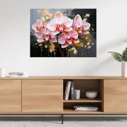 Feeby Obraz do salonu sypialni, Orchidea Storczyk Kwiaty różowe 90x60