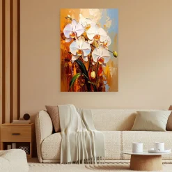 Feeby Obraz do salonu sypialni, Białe Storczyki Kwiaty Natura 40x60