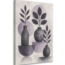 Feeby Obraz Japandi, Liście Wazy Geometryczne Grafit Minimalizm 40x60