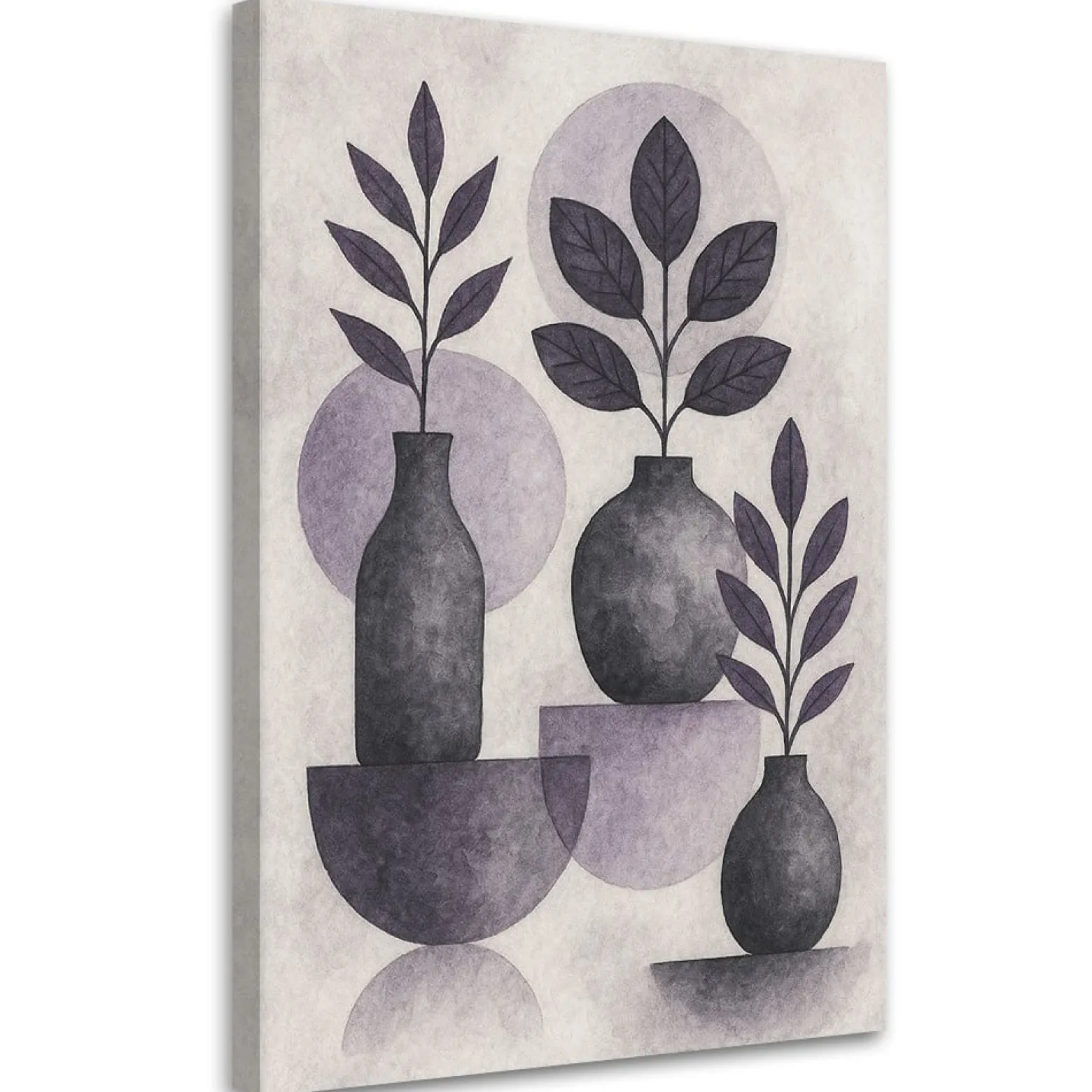 Feeby Obraz Japandi, Liście Wazy Geometryczne Grafit Minimalizm 40x60