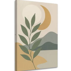 Feeby Obraz, Liść Luna Minimalizm Beż Szarość 40x60