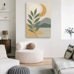 Feeby Obraz, Liść Luna Minimalizm Beż Szarość 40x60