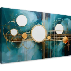 Feeby Obraz na płótnie, Abstrakcja Geometryczne Koła Turkusowy 80x40