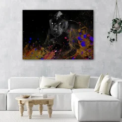 Feeby Obraz na płótnie, Czarna pantera na kolorowym tle 60x40
