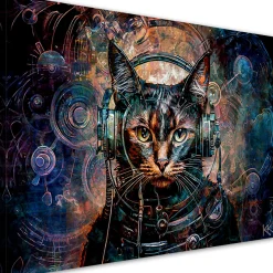 Feeby Obraz na płótnie, Futurystyczny kot Abstrakcja 60x40