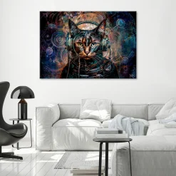 Feeby Obraz na płótnie, Futurystyczny kot Abstrakcja 60x40