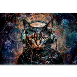 Feeby Obraz na płótnie, Futurystyczny kot Abstrakcja 60x40