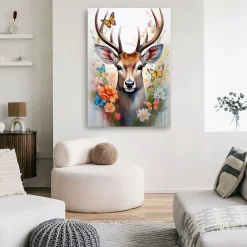 Feeby Obraz na płótnie, Jeleń Kwiaty Zwierzęta Natura 40x60