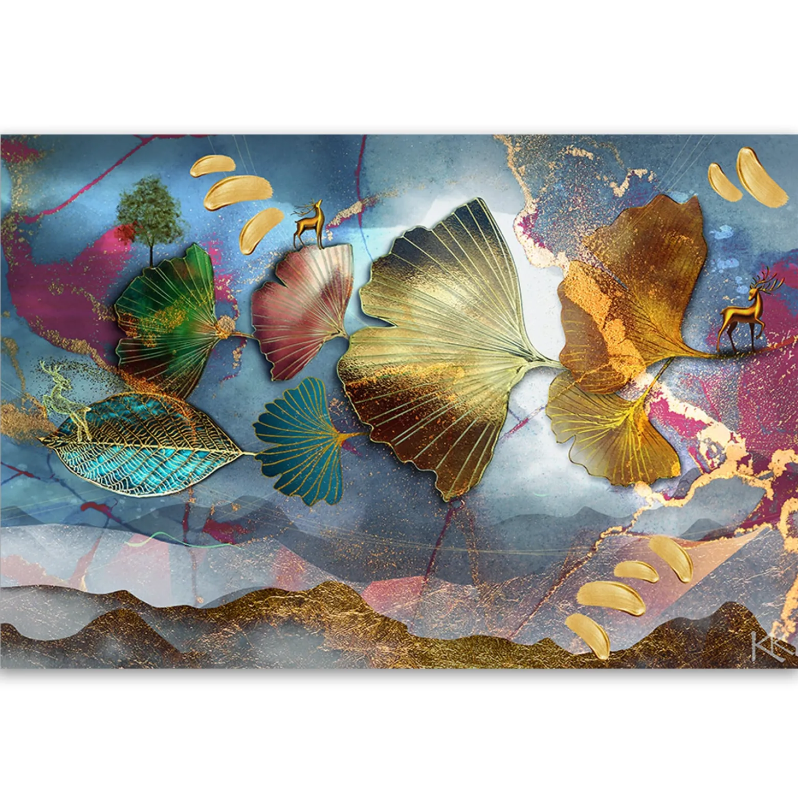 Feeby Obraz na płótnie, Kolorowe liście abstrakcja 60x40