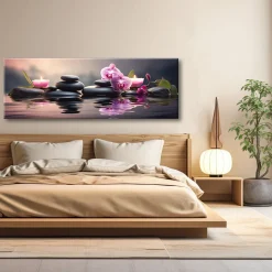 Feeby Obraz na płótnie, Kompozycja ze storczykami zen 90x30