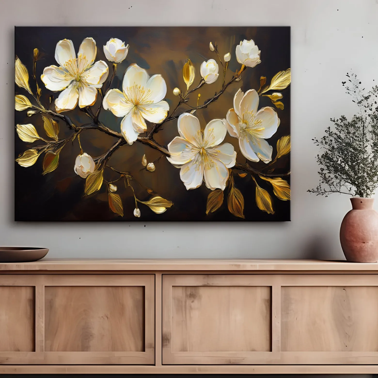 Feeby Obraz na płótnie, Kwiaty Białe na Gałęzi 60x40