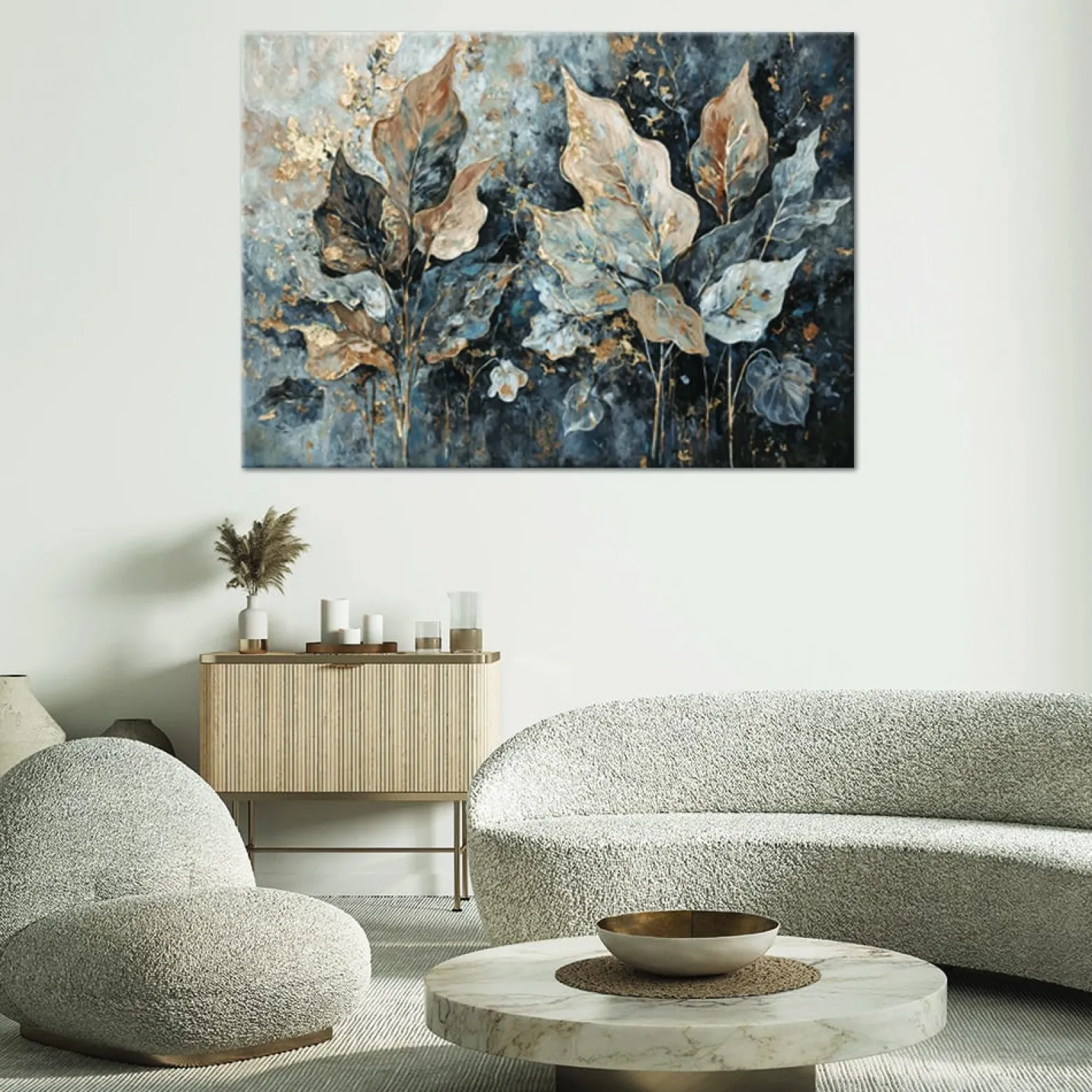 Feeby Obraz na płótnie, Liście W Stylu Glamour 60x40