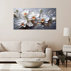 Feeby Obraz na płótnie, Orchidea Kwiat Biały 3D Malowany 100x50