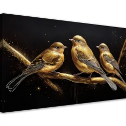 Feeby Obraz na płótnie, Ptaki Zwierzęta Złoto 120x60