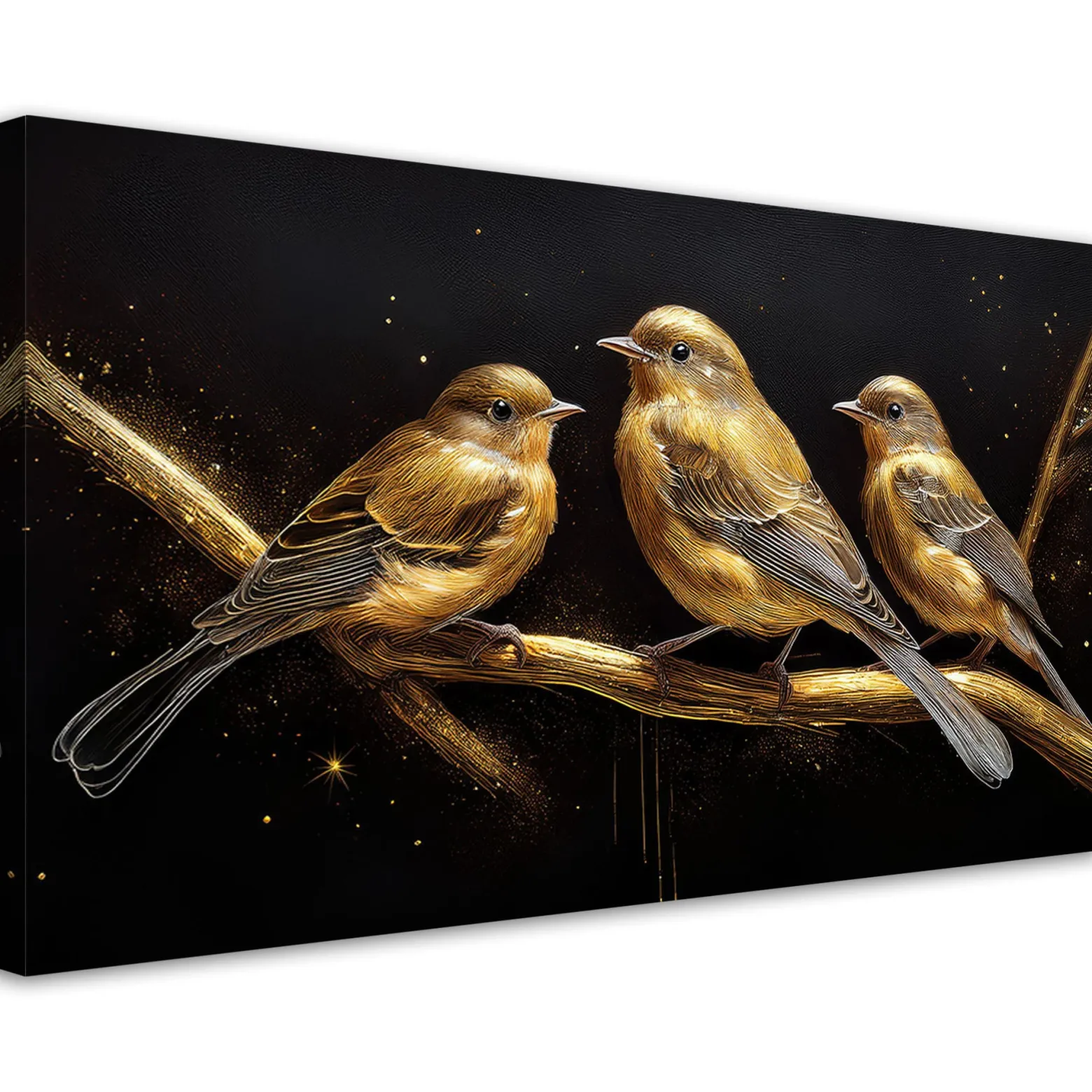 Feeby Obraz na płótnie, Ptaki Zwierzęta Złoto 120x60