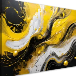 Feeby Obraz na płótnie, Żółto Czarna Abstrakcja Tekstura Loft 60x40