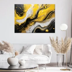 Feeby Obraz na płótnie, Żółto Czarna Abstrakcja Tekstura Loft 60x40