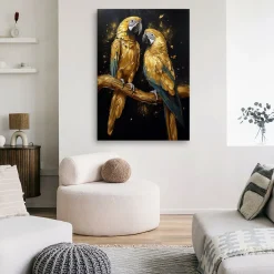 Feeby Obraz na płótnie, Złote Papugi Zwierzęta 40x60