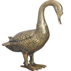 Figurka Dekoracyjna Gęś Aluminium Złota 46 cm Nowoczesna Dekoracja