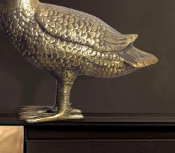 Figurka Dekoracyjna Gęś Aluminium Złota 46 cm Nowoczesna Dekoracja