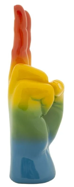 Figurka w kształcie dłoni z wielokolorowej żywicy, 16x13x36,5 cm