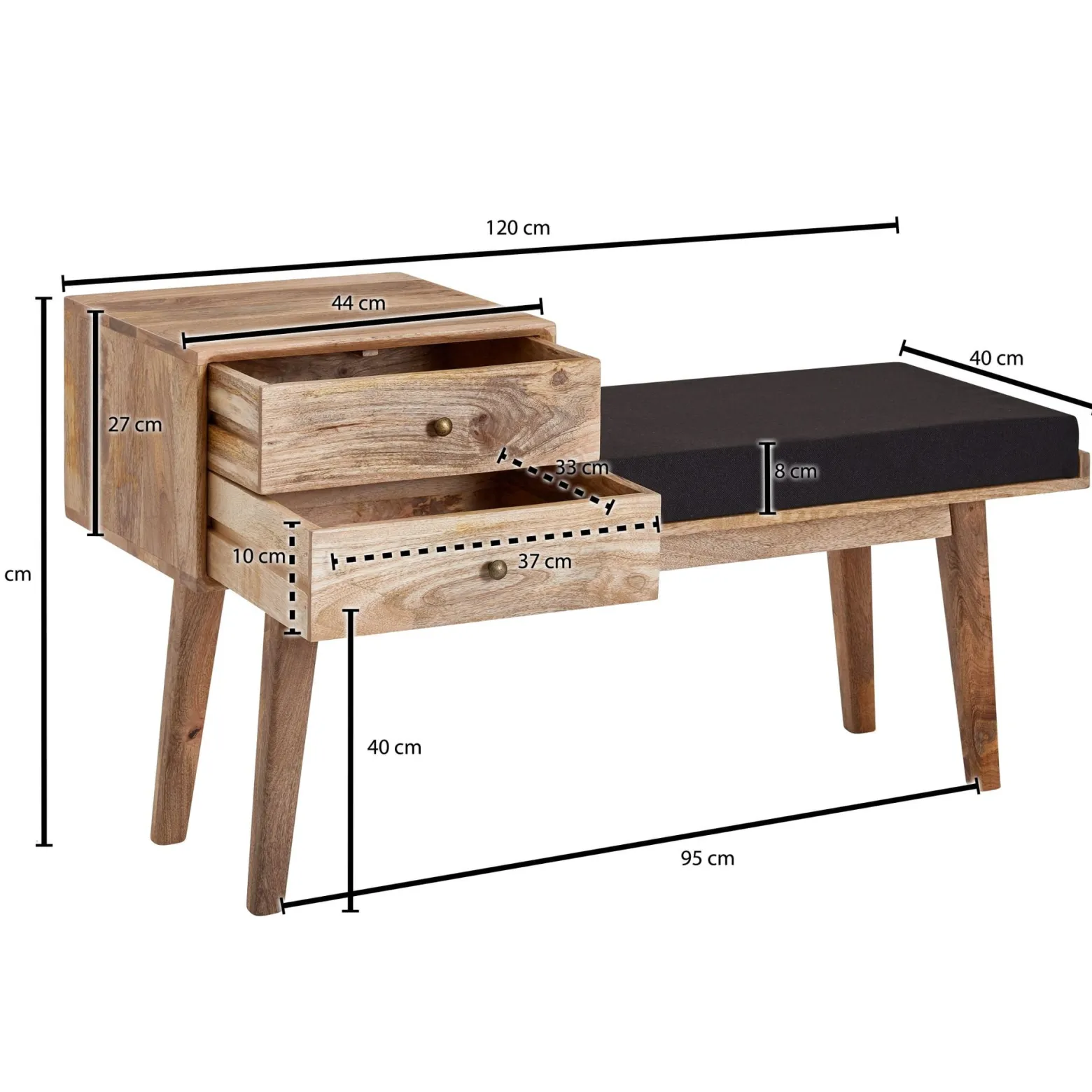FineBuy Ławka Drewno czarny