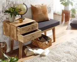 FineBuy Ławka Drewno czarny