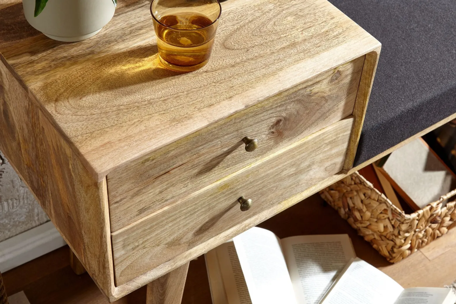 FineBuy Ławka Drewno czarny