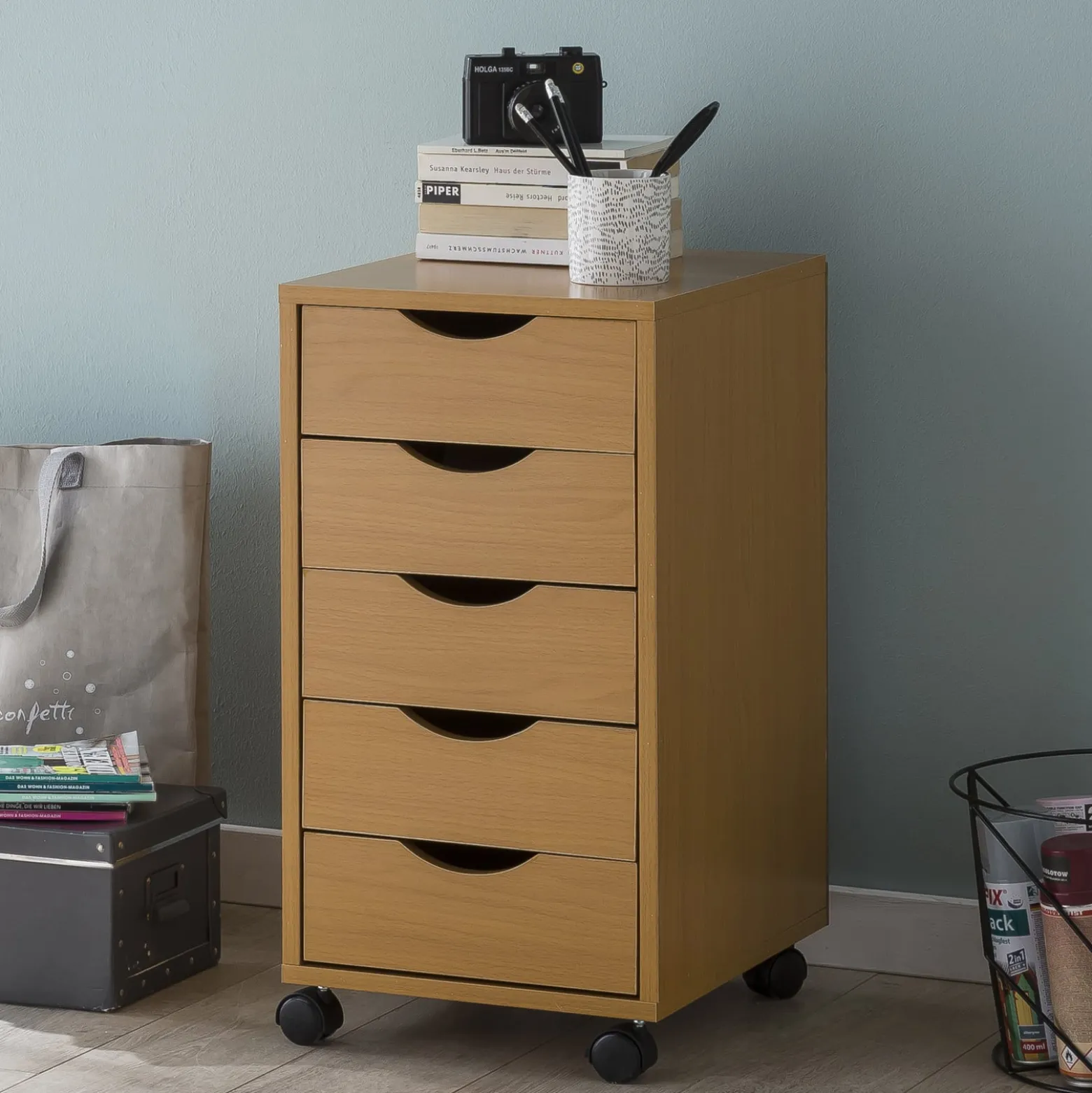 FineBuy Kontener biurowy mdf brązowy
