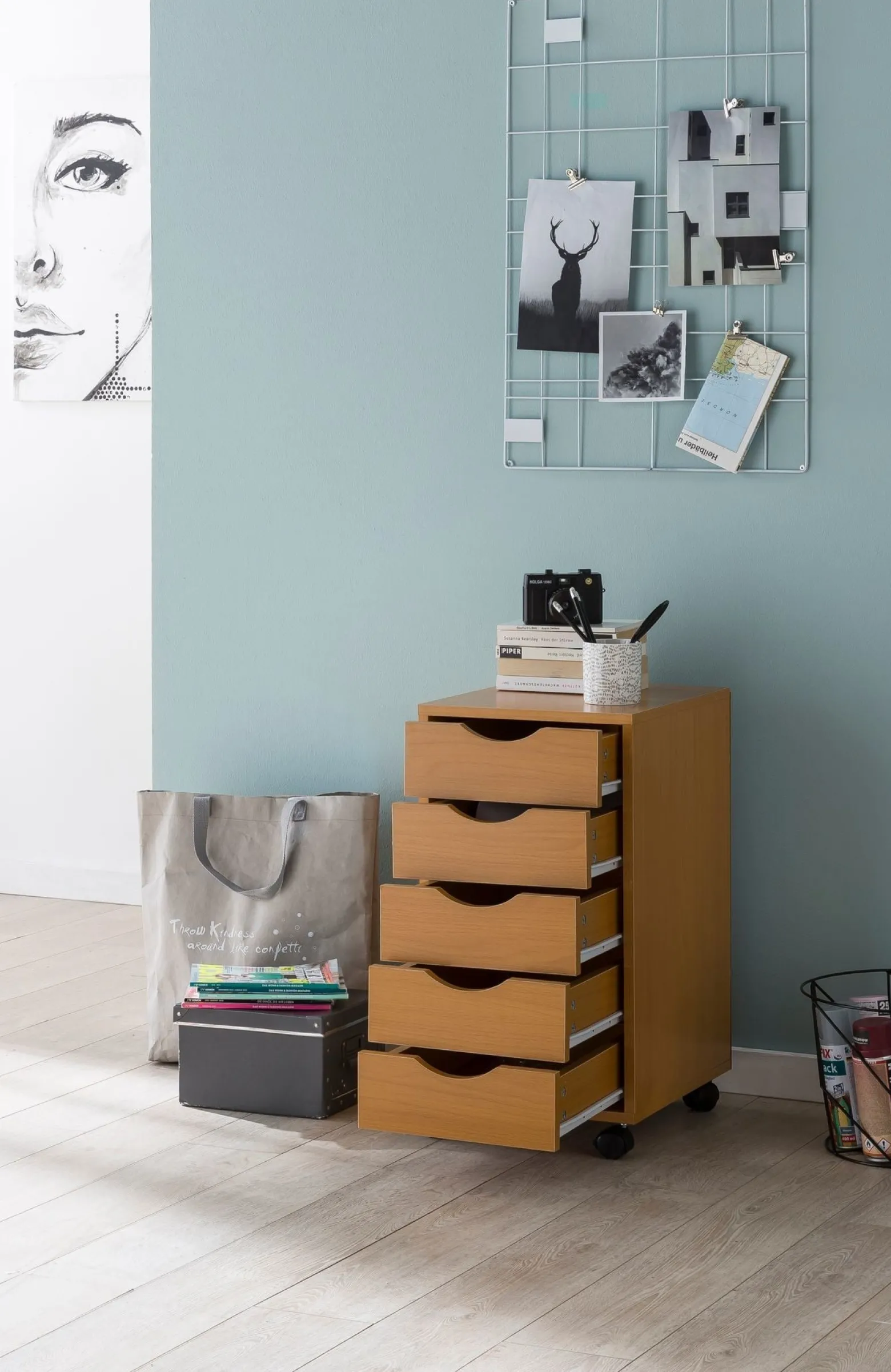 FineBuy Kontener biurowy mdf brązowy