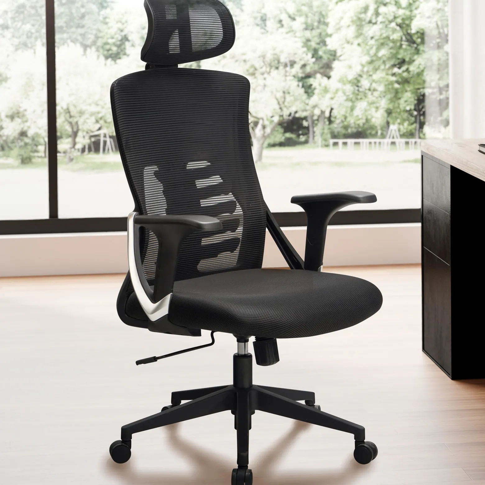 FineBuy krzesło obrotowe 120 kg czarne ergonomiczne