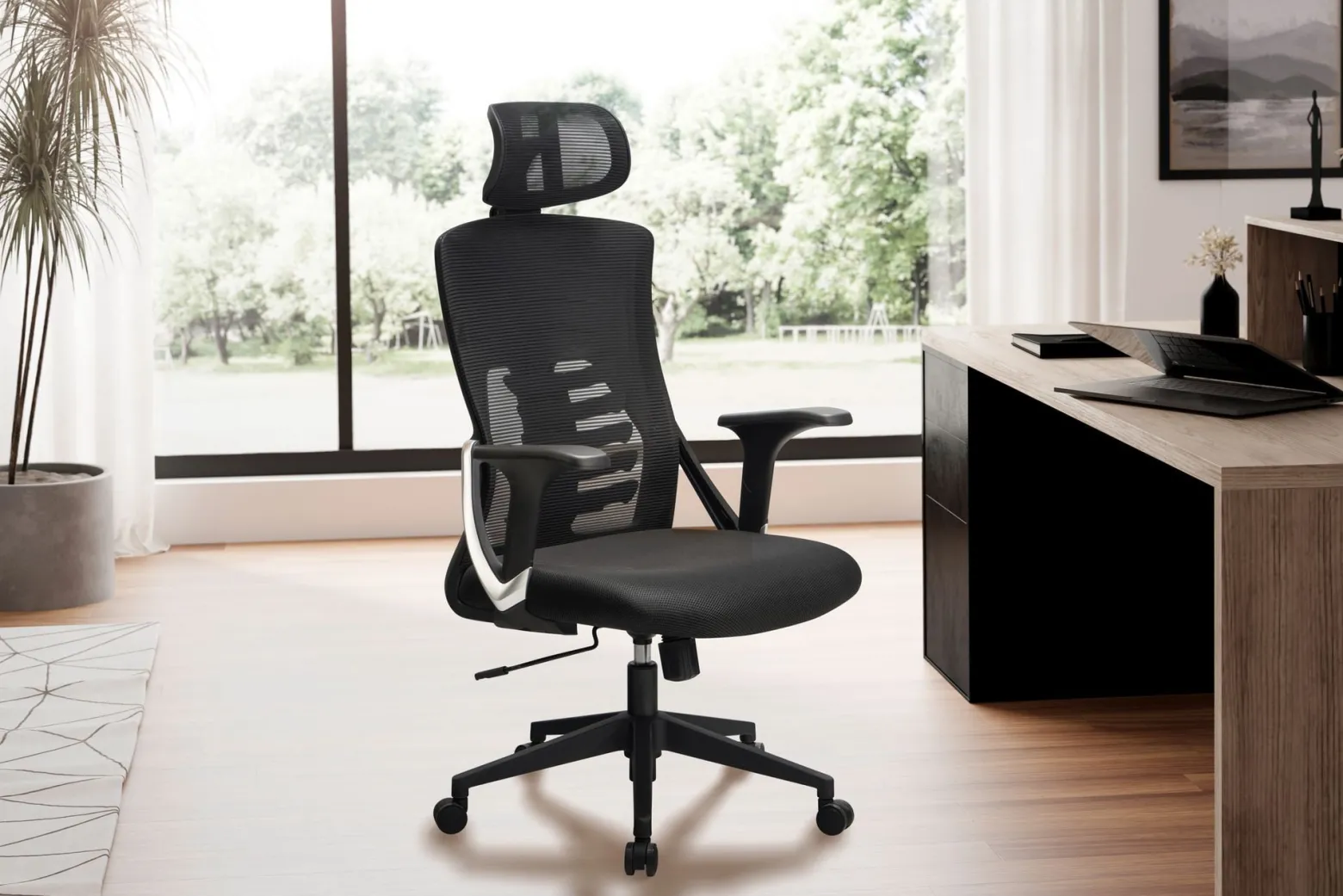 FineBuy krzesło obrotowe 120 kg czarne ergonomiczne