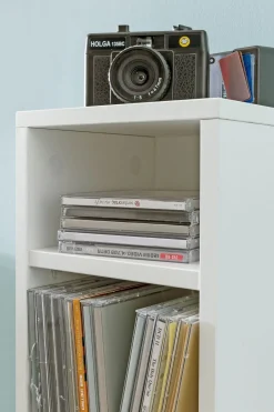 FineBuy Półka na płyty CD płyta meblowa biały