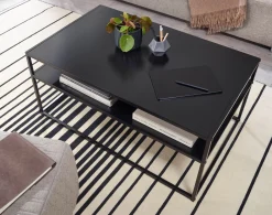 FineBuy Stolik kawowy metal czarny