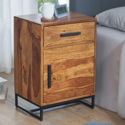 FineBuy Stolik nocny drewno brązowy
