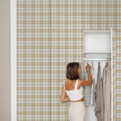 Folia meblowa Żółta kratka 50x100 Okleina samoprzylepna Retro Styl