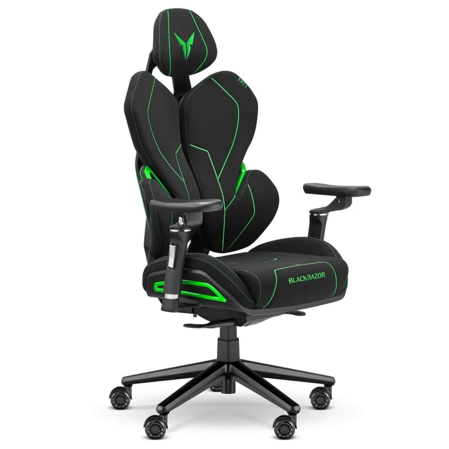Fotel gamingowy Blackrazor czarno/zielony tkanina