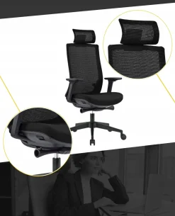 Fotel biurowy ergonomiczny Fifth czarny/czarny