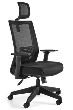 Fotel biurowy ergonomiczny NEZ czarny siatka/tkanina